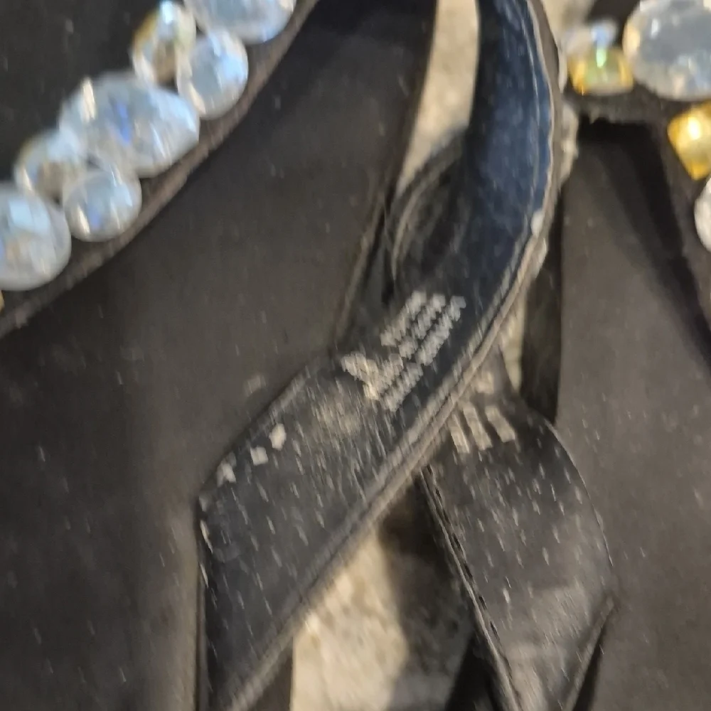 Yellow Box Belicia Black Sandals with Rhinestone and Gold Accents - Picture 8 of 11